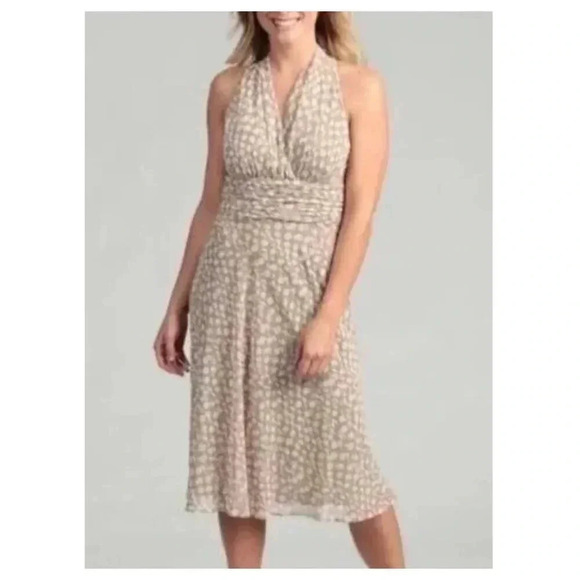EVAN PICONE Blush Polka Dot Halter Dress Size 16 - Picture 2 of 9